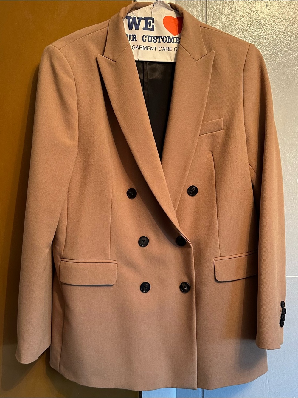 Zara Double-Breasted Tan Blazer Jacket